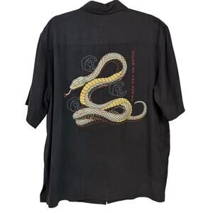 Tori Richard Year Of The Snake Button Down Silk Shirt Medium Embroidery RARE